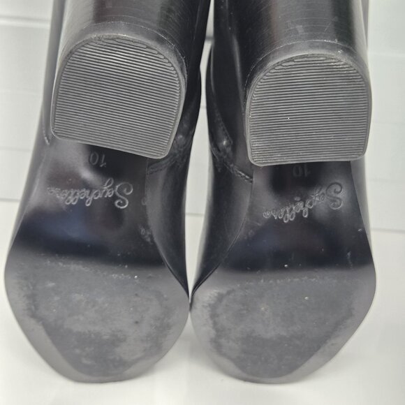 Seychelles Wild Ride Womens 10 Boots Leather Black Block Heel Zip Chelsea Moto - Picture 6 of 10